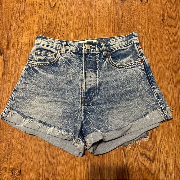 Reformation Blue Charlie Cuff High Rise Denim Jean Shorts 25 Organic Cotton - Picture 3 of 11